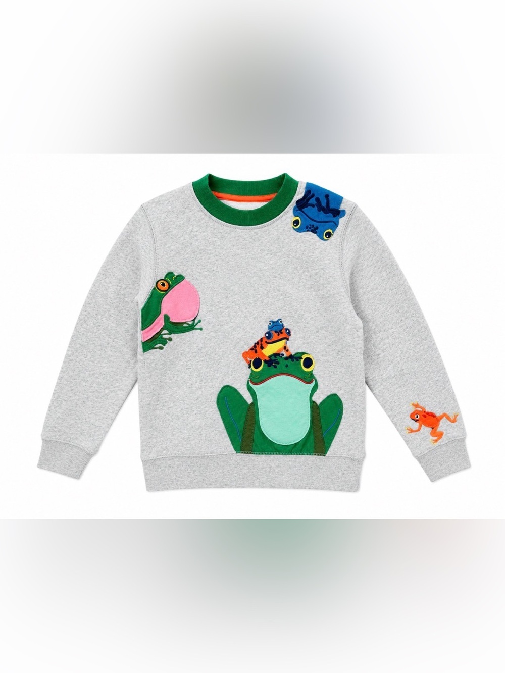 Mini Boden Frogs appliqués sweatshirt gray